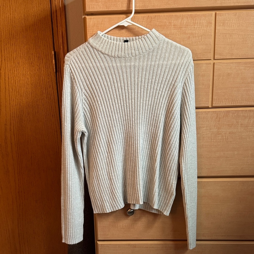 Divided Light Gray Ribbed Turtleneck Sweater